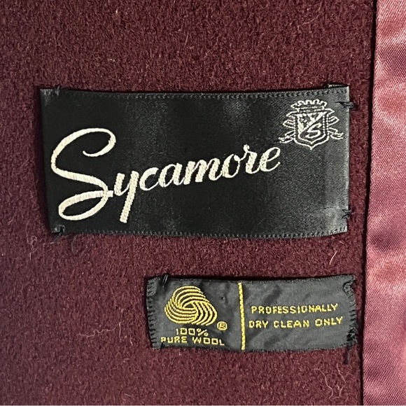 Vintage Sycamore Wool Coat Burgundy M/L - Picture 6 of 7